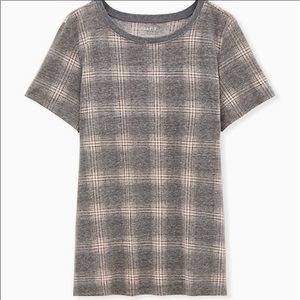 Torrid pink and grey plaid shirt. Size 0.